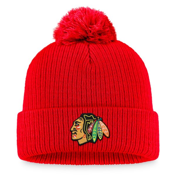 men8217s fanatics red chicago blackhawks core primary logo cuffed knit hat with pom – San Jose Sharks Jerseys and Headwear Collection