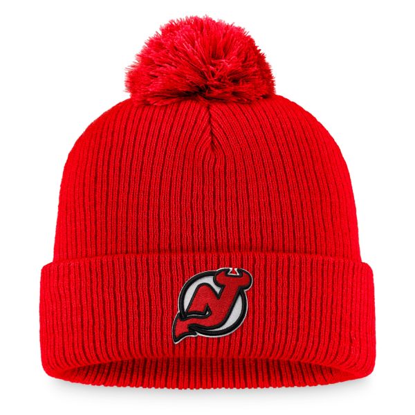men8217s fanatics red new jersey devils core primary logo cuffed knit hat with pom – San Jose Sharks Jerseys and Headwear Collection