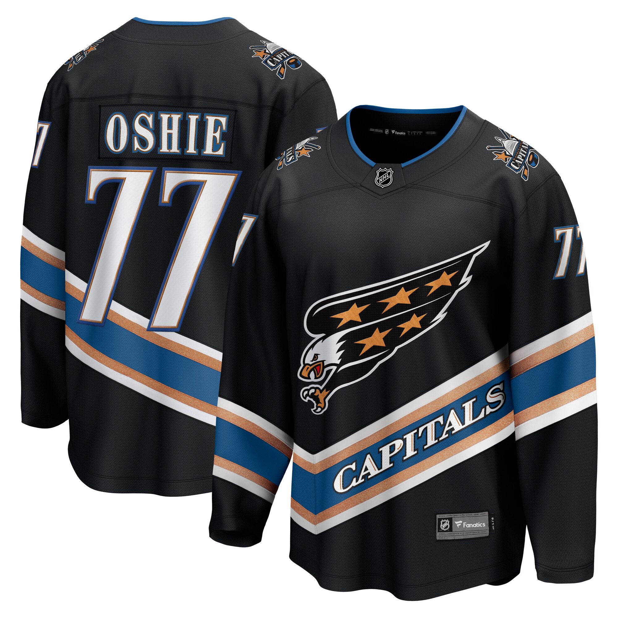 men8217s fanatics tj oshie black washington capitals alternate 50th anniversary premier breakaway player jersey – San Jose Sharks Jerseys and Headwear Collection