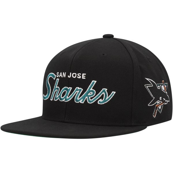 men8217s mitchell amp ness black san jose sharks core team script 2.0 snapback hat – San Jose Sharks Jerseys and Headwear Collection