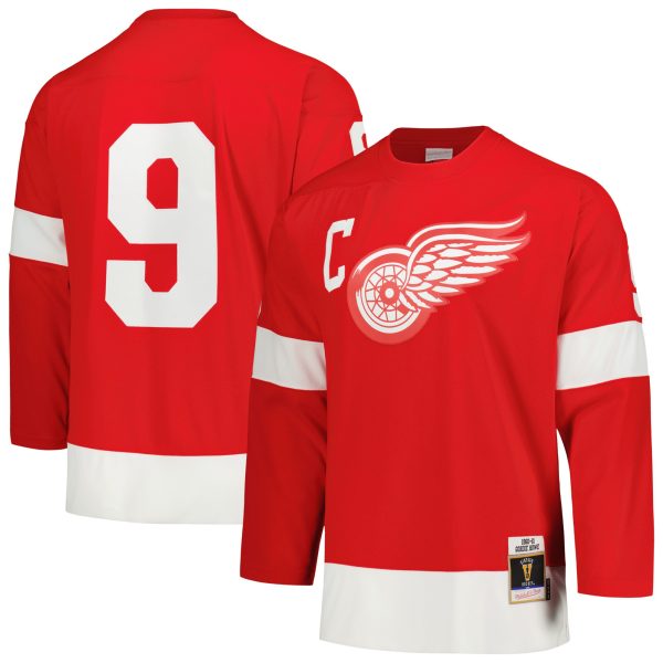men8217s mitchell amp ness gordie howe red detroit red wings captain patch 196061 blue line player jersey – San Jose Sharks Jerseys and Headwear Collection