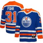 men8217s mitchell amp ness grant fuhr royal edmonton oilers 198687 blue line player jersey – San Jose Sharks Jerseys and Headwear Collection