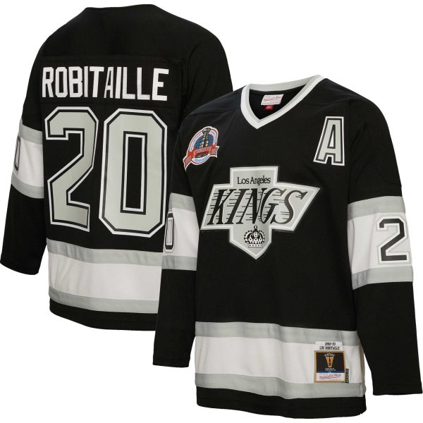 men8217s mitchell amp ness luc robitaille black los angeles kings alternate captain patch 199293 blue line player jersey – San Jose Sharks Jerseys and Headwear Collection