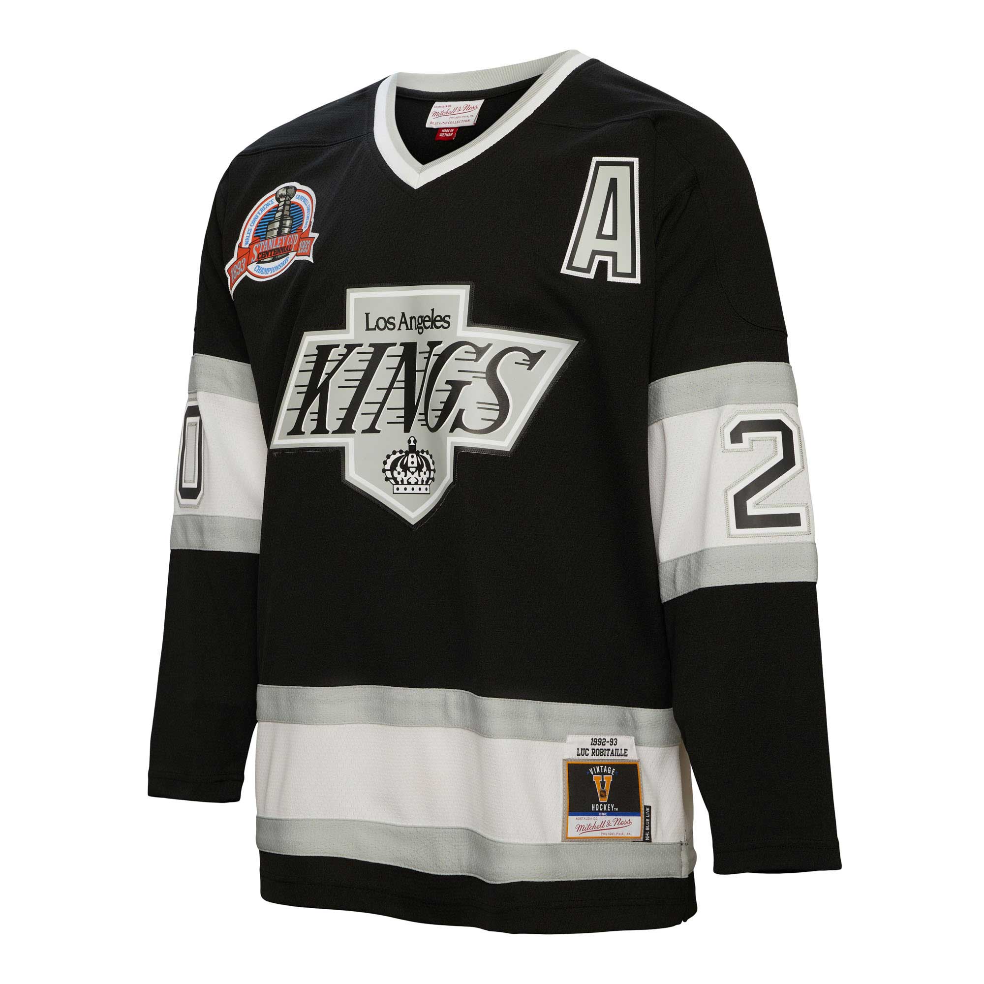 men8217s mitchell amp ness luc robitaille black los angeles kings alternate captain patch 199293 blue line player jersey – San Jose Sharks Jerseys and Headwear Collection