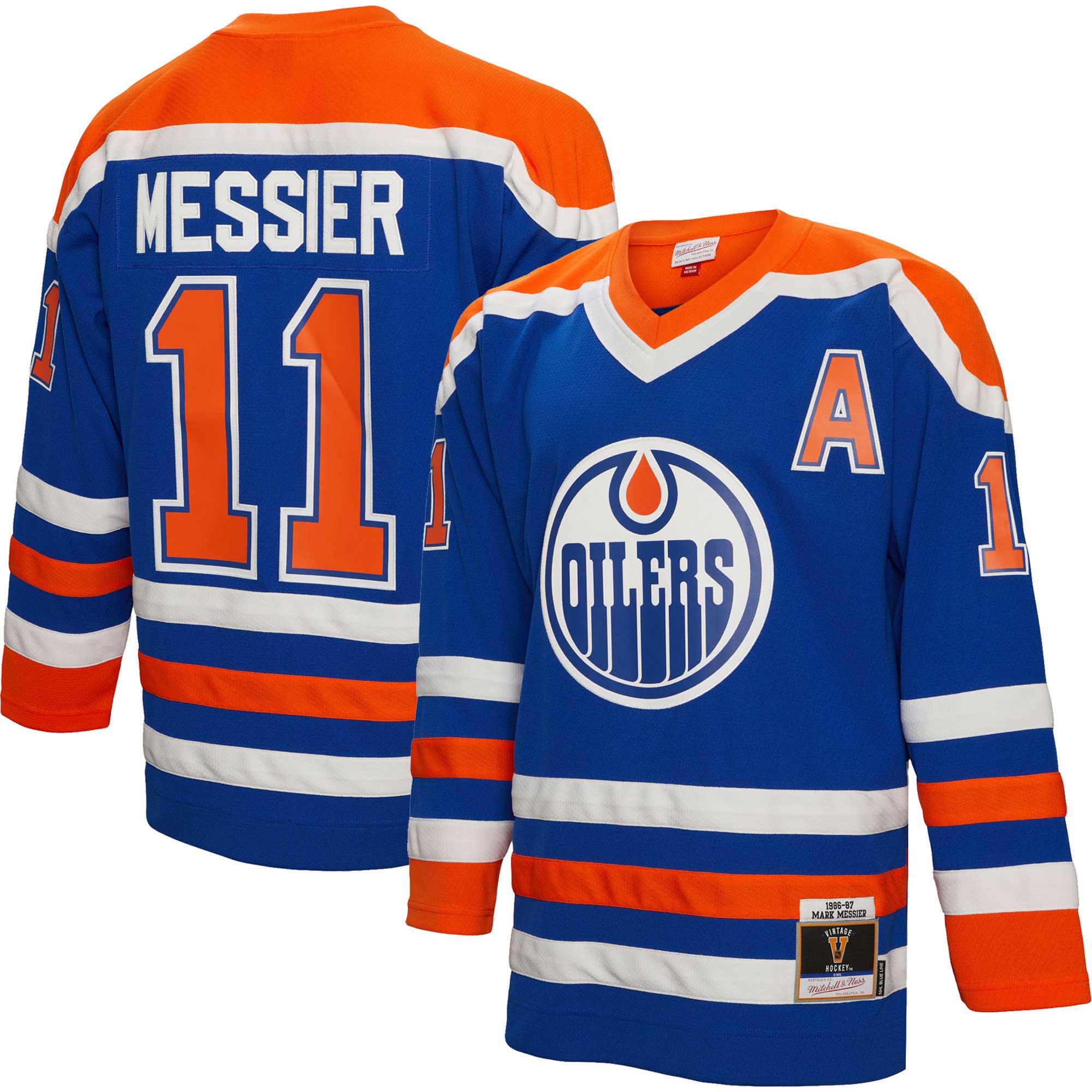 men8217s mitchell amp ness mark messier royal edmonton oilers alternate captain patch 198687 blue line player jersey – San Jose Sharks Jerseys and Headwear Collection