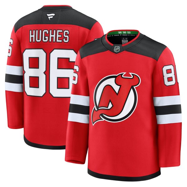 new jersey devils fanatics branded home premium jersey – red – jack hughes – mens – San Jose Sharks Jerseys and Headwear Collection