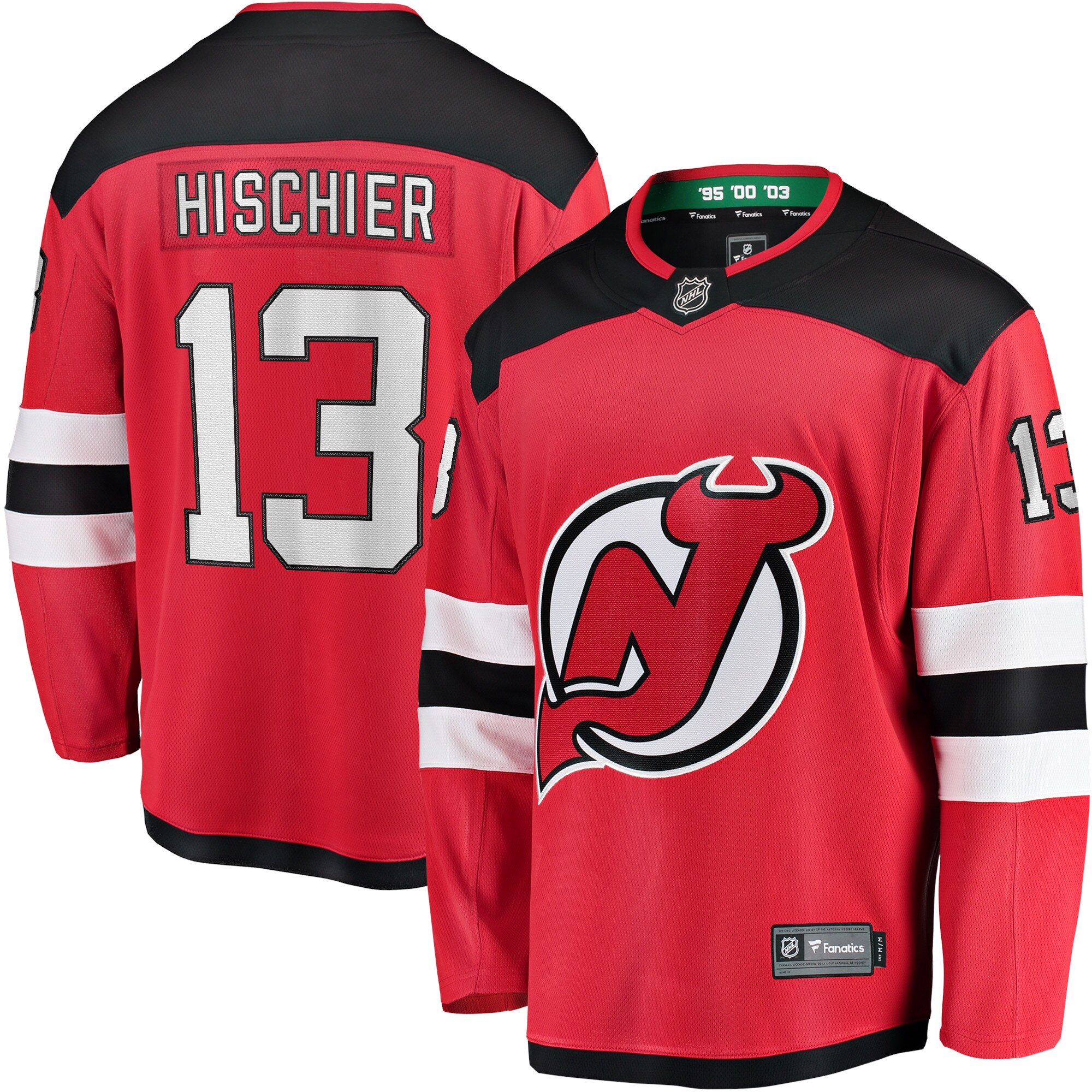 new jersey devils fanatics home breakaway jersey – nico hischier – mens – San Jose Sharks Jerseys and Headwear Collection