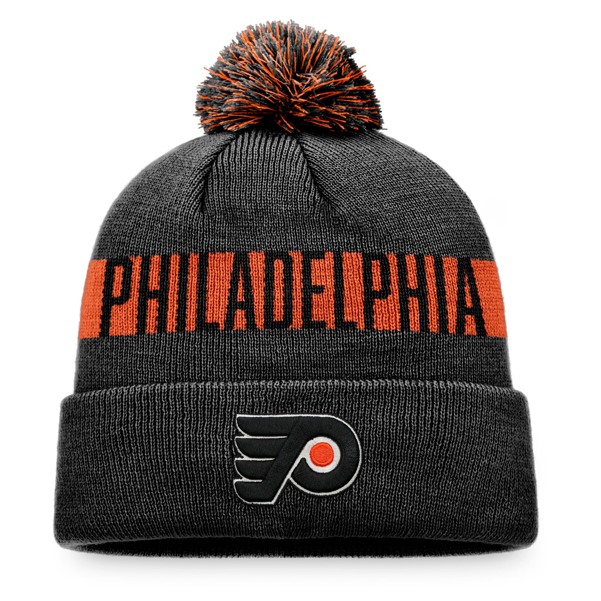 philadelphia flyers fundamental beanie cuff with pom – San Jose Sharks Jerseys and Headwear Collection