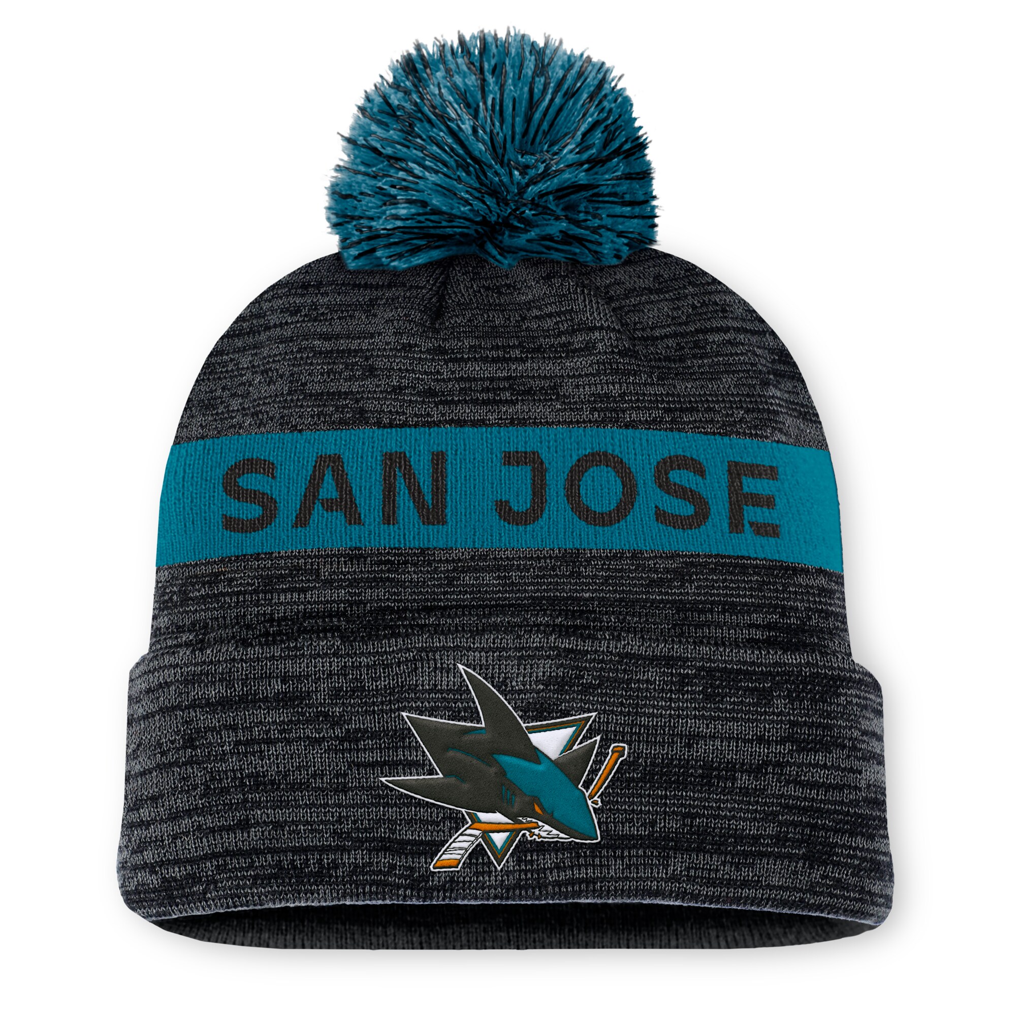 san jose sharks authentic pro rink beanie cuff with pom – San Jose Sharks Jerseys and Headwear Collection