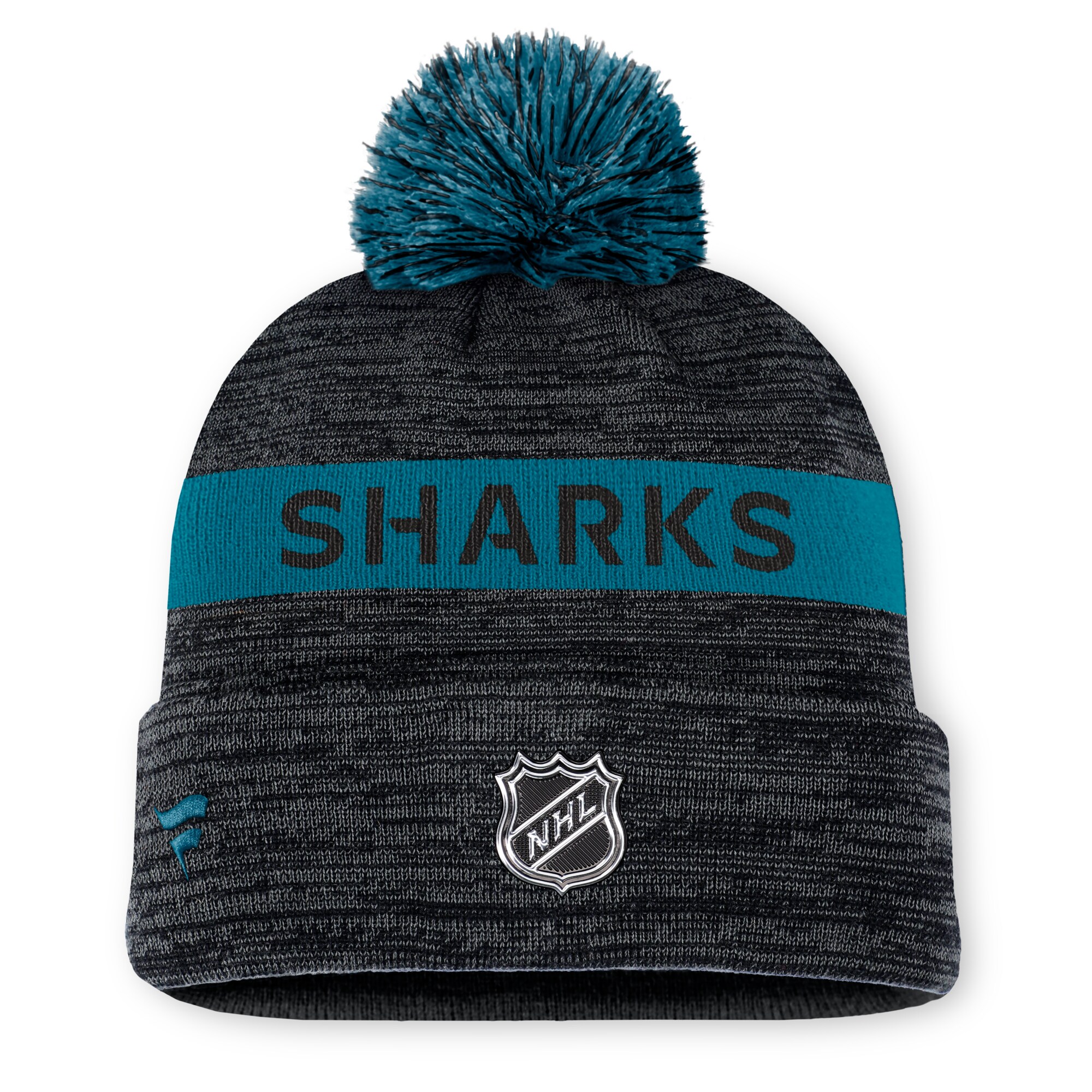 san jose sharks authentic pro rink beanie cuff with pom – San Jose Sharks Jerseys and Headwear Collection