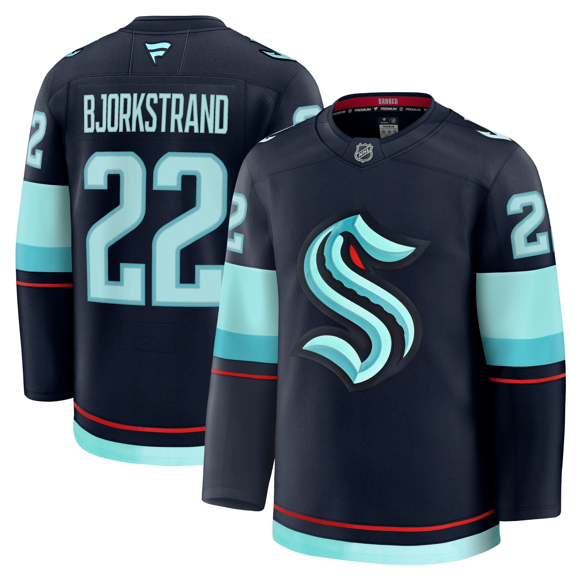 seattle kraken fanatics branded home premium jersey – deep sea blue – oliver bjorkstrand – mens – San Jose Sharks Jerseys and Headwear Collection