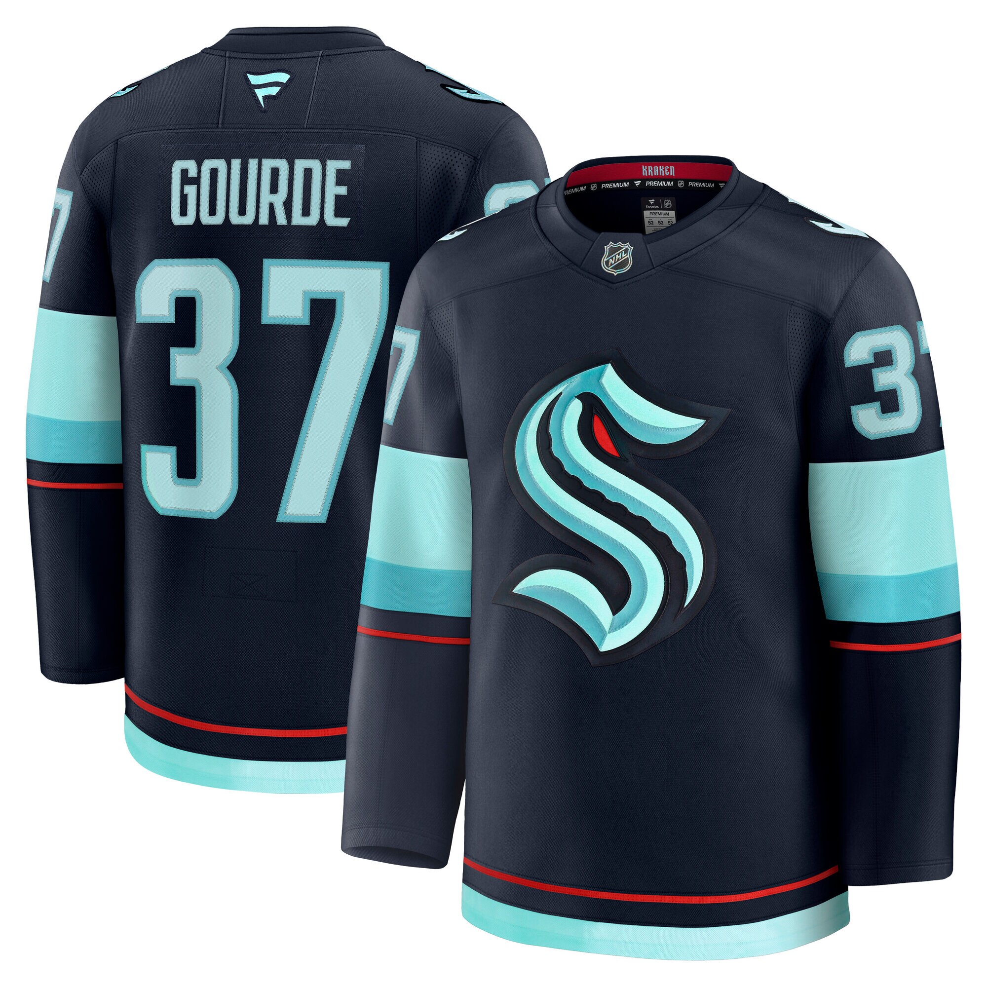 seattle kraken fanatics branded home premium jersey – deep sea blue – yanni gourde – mens – San Jose Sharks Jerseys and Headwear Collection