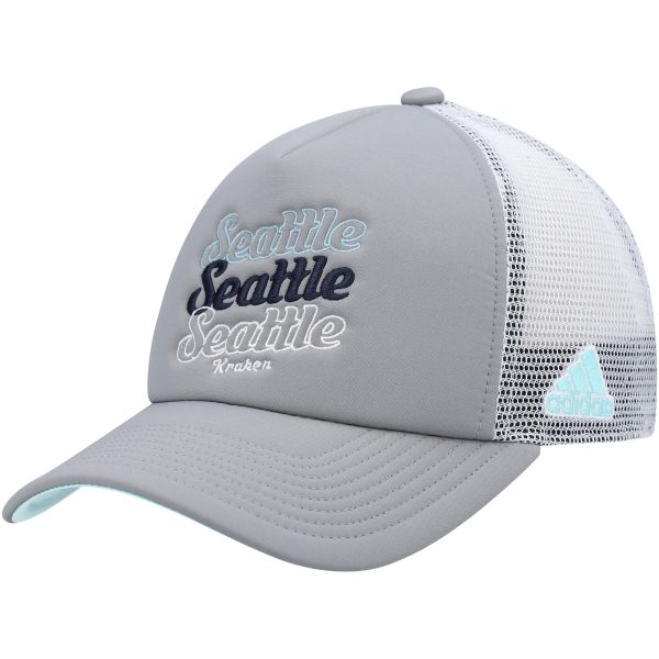 women8217s adidas graywhite seattle kraken foam trucker snapback hat – San Jose Sharks Jerseys and Headwear Collection