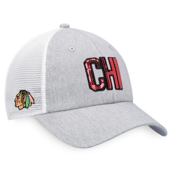 women8217s fanatics heather graywhite chicago blackhawks iconic glimmer trucker snapback hat – San Jose Sharks Jerseys and Headwear Collection