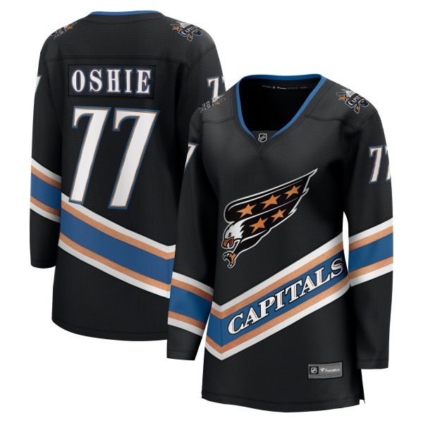 women8217s fanatics tj oshie black washington capitals alternate 50th anniversary premier breakaway player jersey – San Jose Sharks Jerseys and Headwear Collection