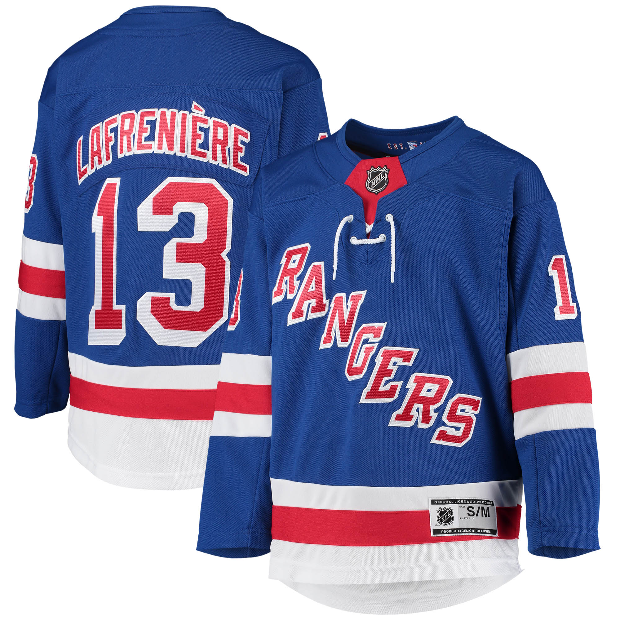 youth alexis lafreniere blue new york rangers home premier player jersey – San Jose Sharks Jerseys and Headwear Collection