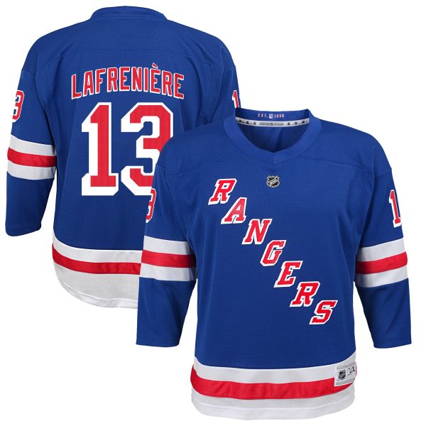 youth alexis lafreniere blue new york rangers home replica player jersey – San Jose Sharks Jerseys and Headwear Collection