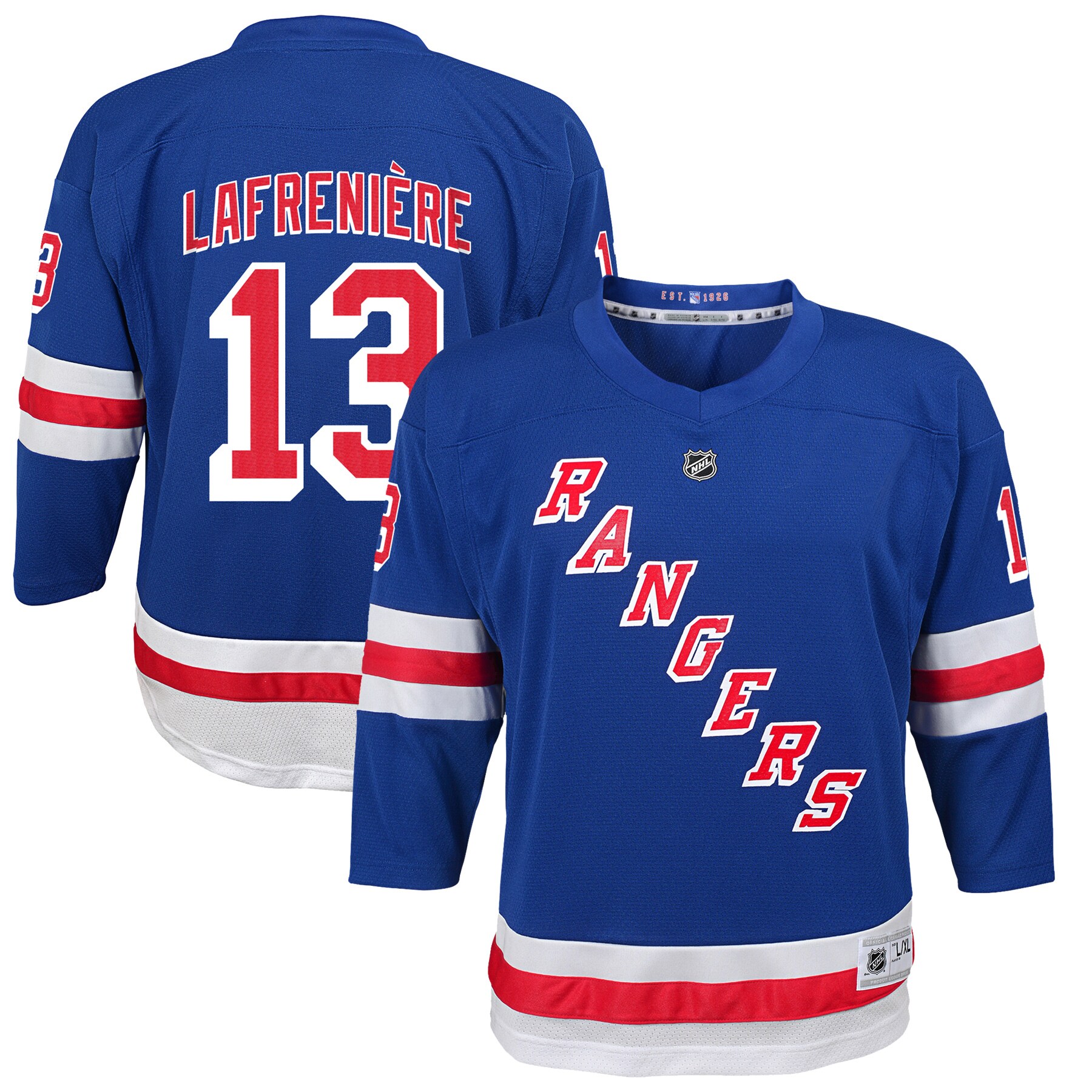 youth alexis lafreniere blue new york rangers home replica player jersey – San Jose Sharks Jerseys and Headwear Collection