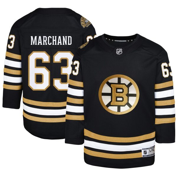 youth brad marchand black boston bruins 100th anniversary premier player jersey – San Jose Sharks Jerseys and Headwear Collection