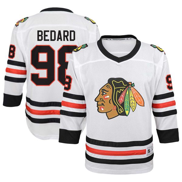 youth connor bedard white chicago blackhawks away replica player jersey – San Jose Sharks Jerseys and Headwear Collection