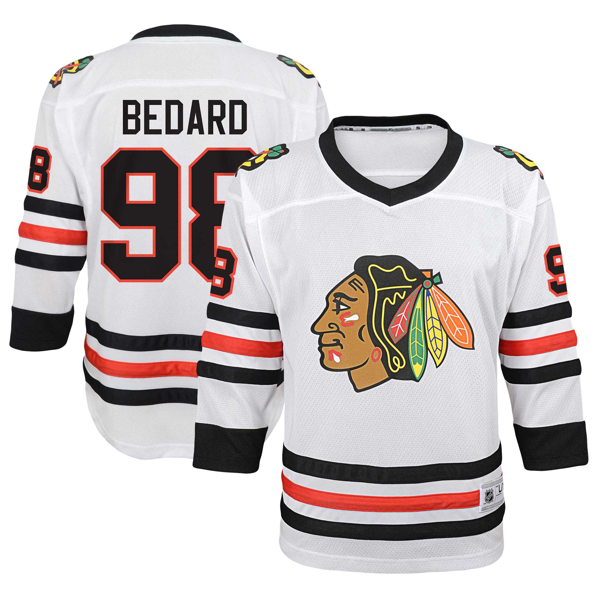 youth connor bedard white chicago blackhawks away replica player jersey – San Jose Sharks Jerseys and Headwear Collection