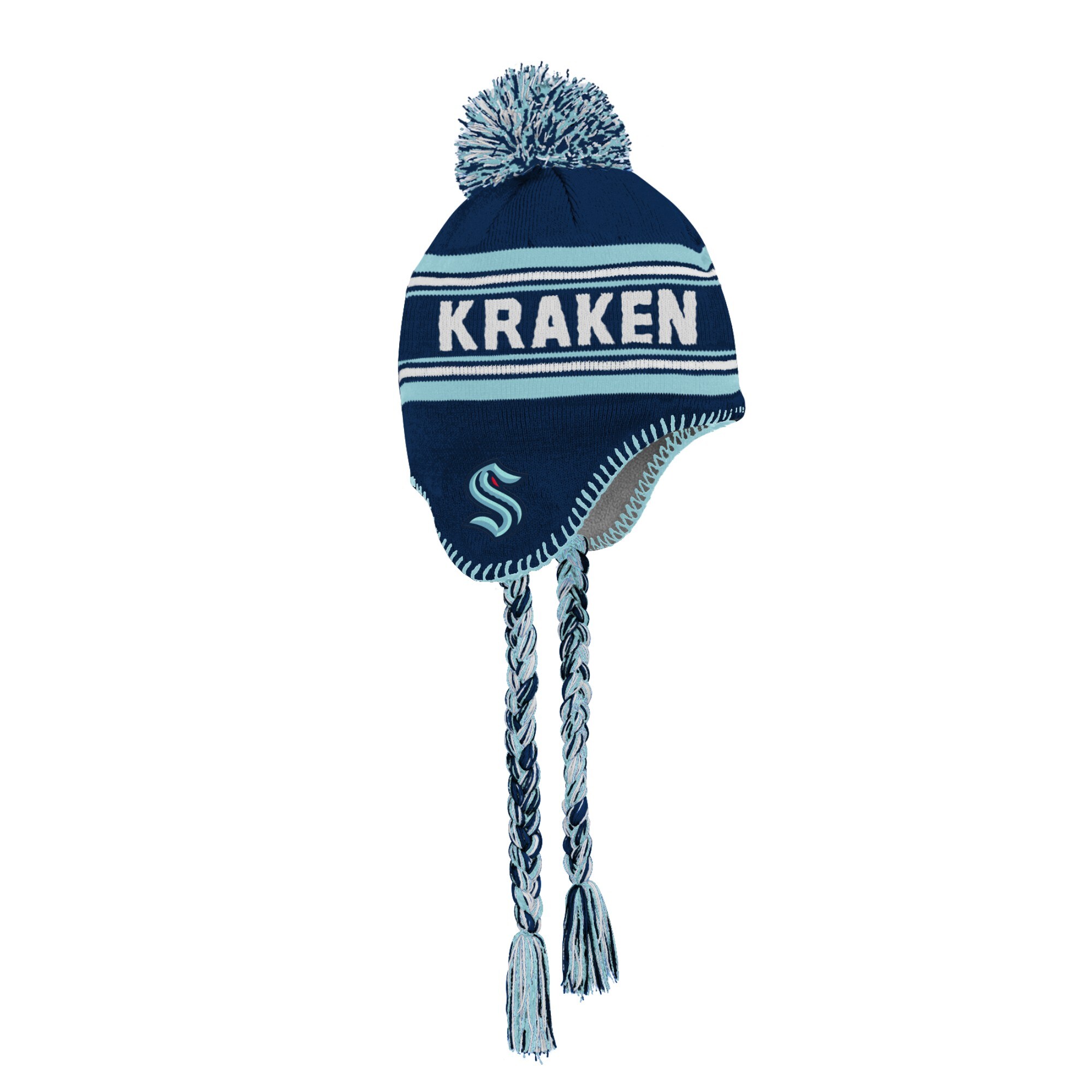 youth deep sea blue seattle kraken jacquard tassel knit hat with pom – San Jose Sharks Jerseys and Headwear Collection