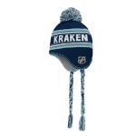 youth deep sea blue seattle kraken jacquard tassel knit hat with pom – San Jose Sharks Jerseys and Headwear Collection