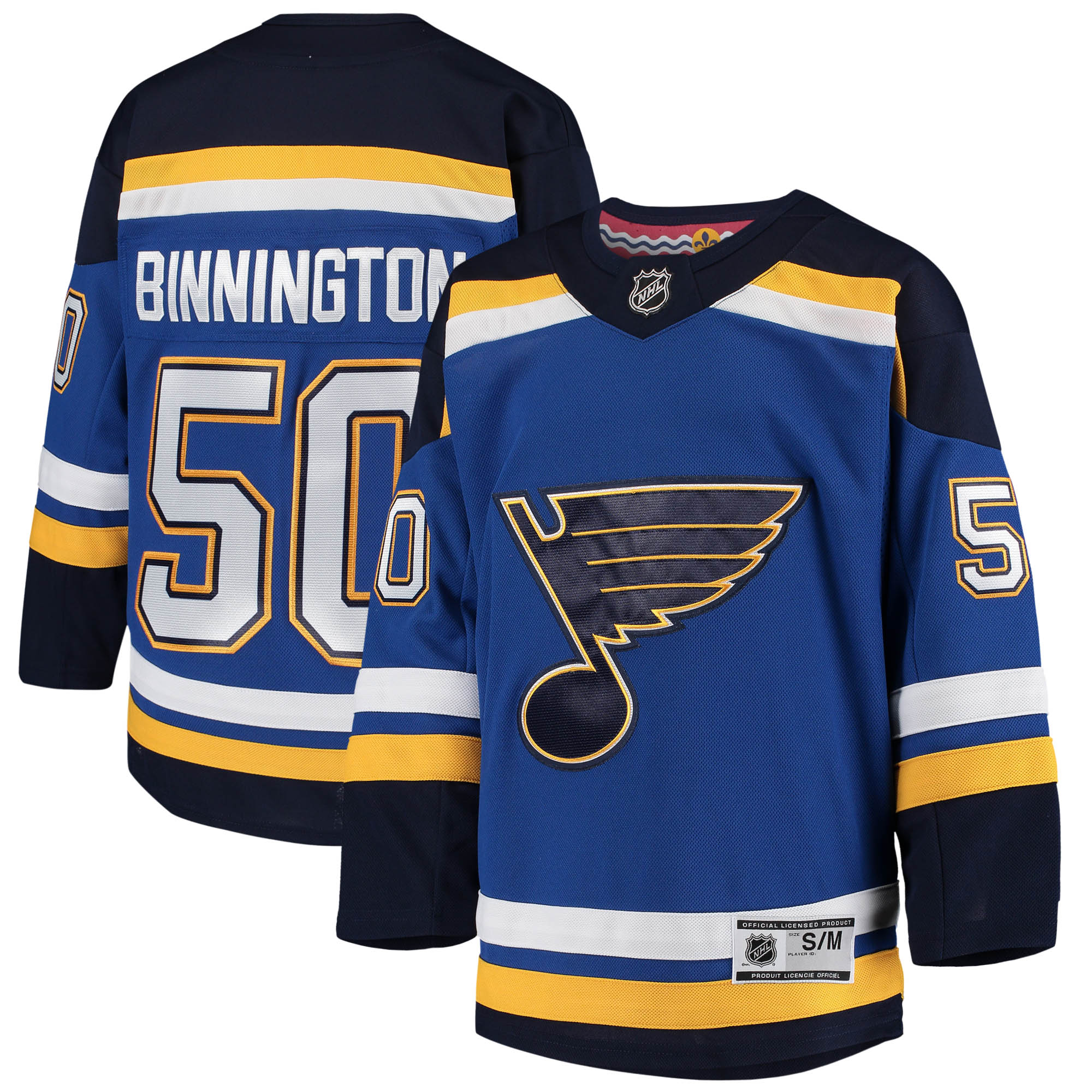 youth jordan binnington blue st. louis blues home premier player jersey – San Jose Sharks Jerseys and Headwear Collection