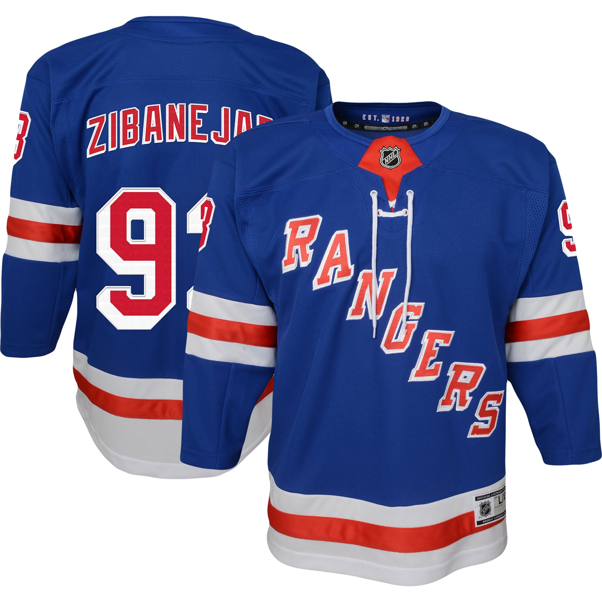 youth mika zibanejad blue new york rangers home premier player jersey – San Jose Sharks Jerseys and Headwear Collection