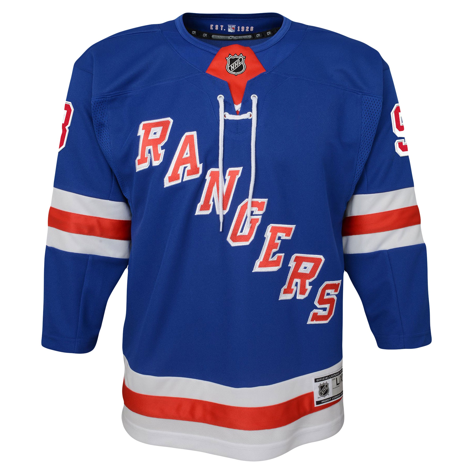 youth mika zibanejad blue new york rangers home premier player jersey – San Jose Sharks Jerseys and Headwear Collection