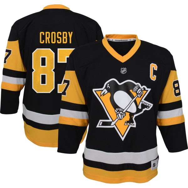 youth sidney crosby black pittsburgh penguins captain patch home replica player jersey – San Jose Sharks Jerseys and Headwear Collection