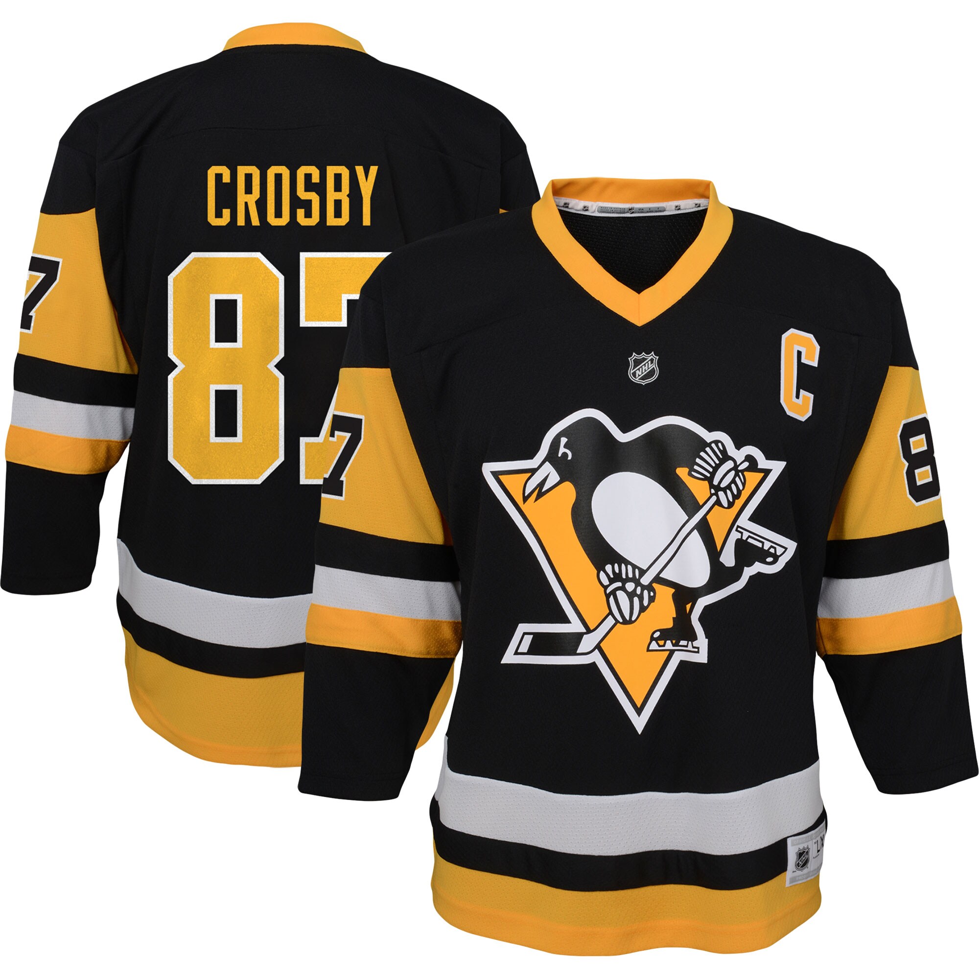 youth sidney crosby black pittsburgh penguins captain patch home replica player jersey – San Jose Sharks Jerseys and Headwear Collection
