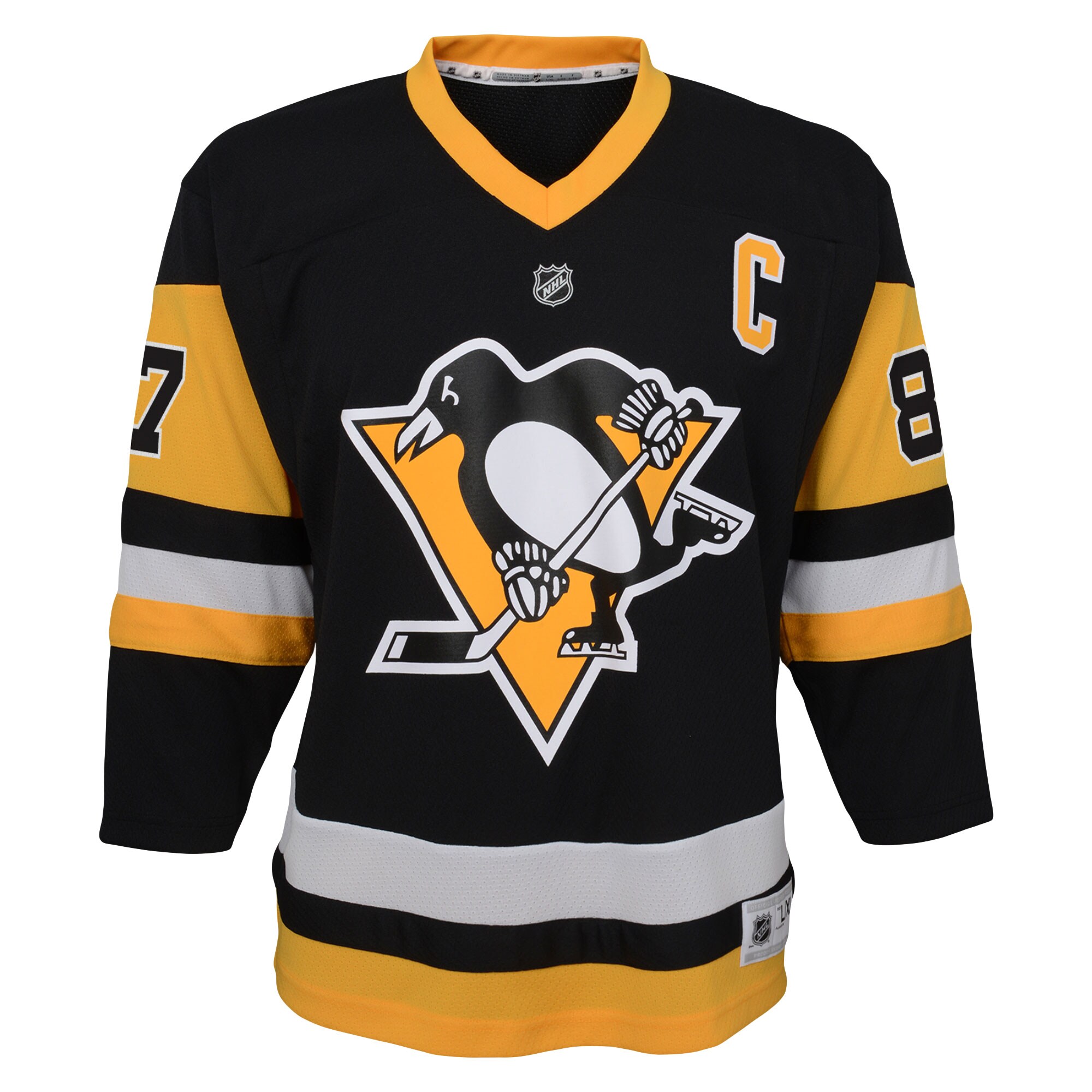 youth sidney crosby black pittsburgh penguins captain patch home replica player jersey – San Jose Sharks Jerseys and Headwear Collection