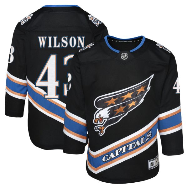 youth tom wilson black washington capitals alternate 50th anniversary premier player jersey – San Jose Sharks Jerseys and Headwear Collection