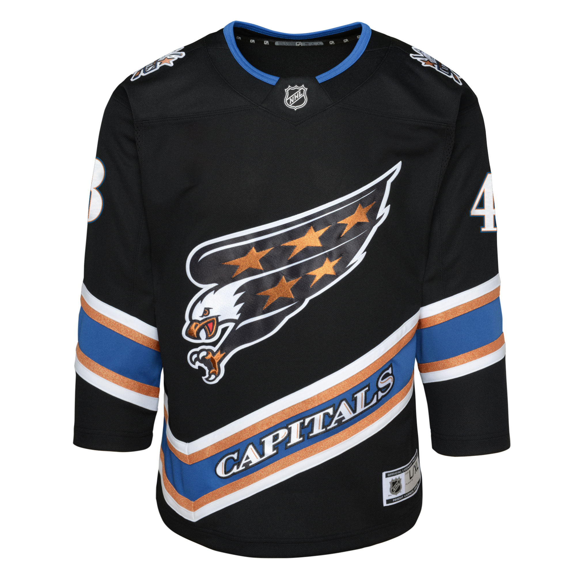 youth tom wilson black washington capitals alternate 50th anniversary premier player jersey – San Jose Sharks Jerseys and Headwear Collection